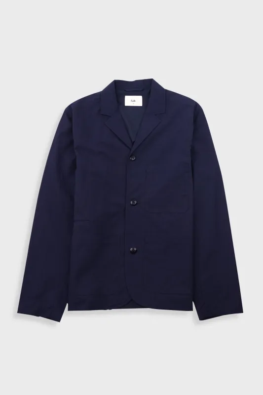 Wide Fit Blazer - Navy Tech Slub sold by Folk