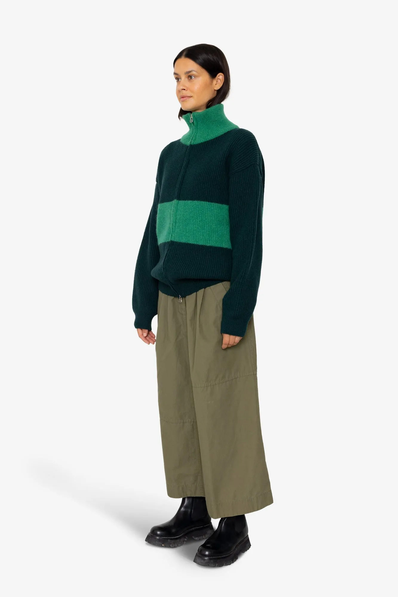 Zip Through Jumper - Dark Green Bright Green sold by Folk product image thumbnail 3
