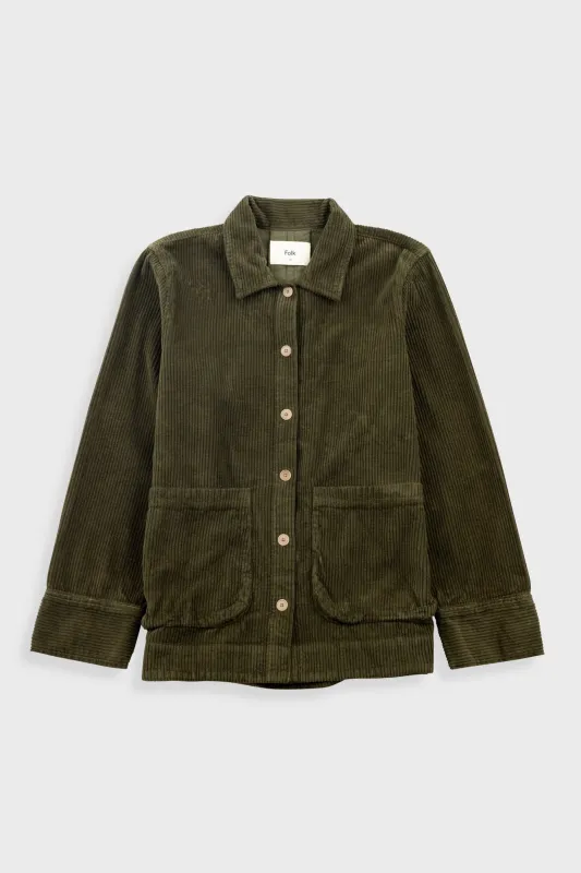Pleated Shirt - Olive Cord made by Folk