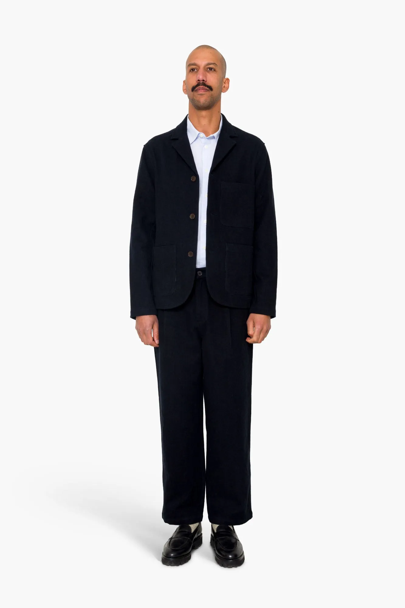 Wide Fit Blazer - Ash Navy Brushed Twill sold by Folk product image thumbnail 2