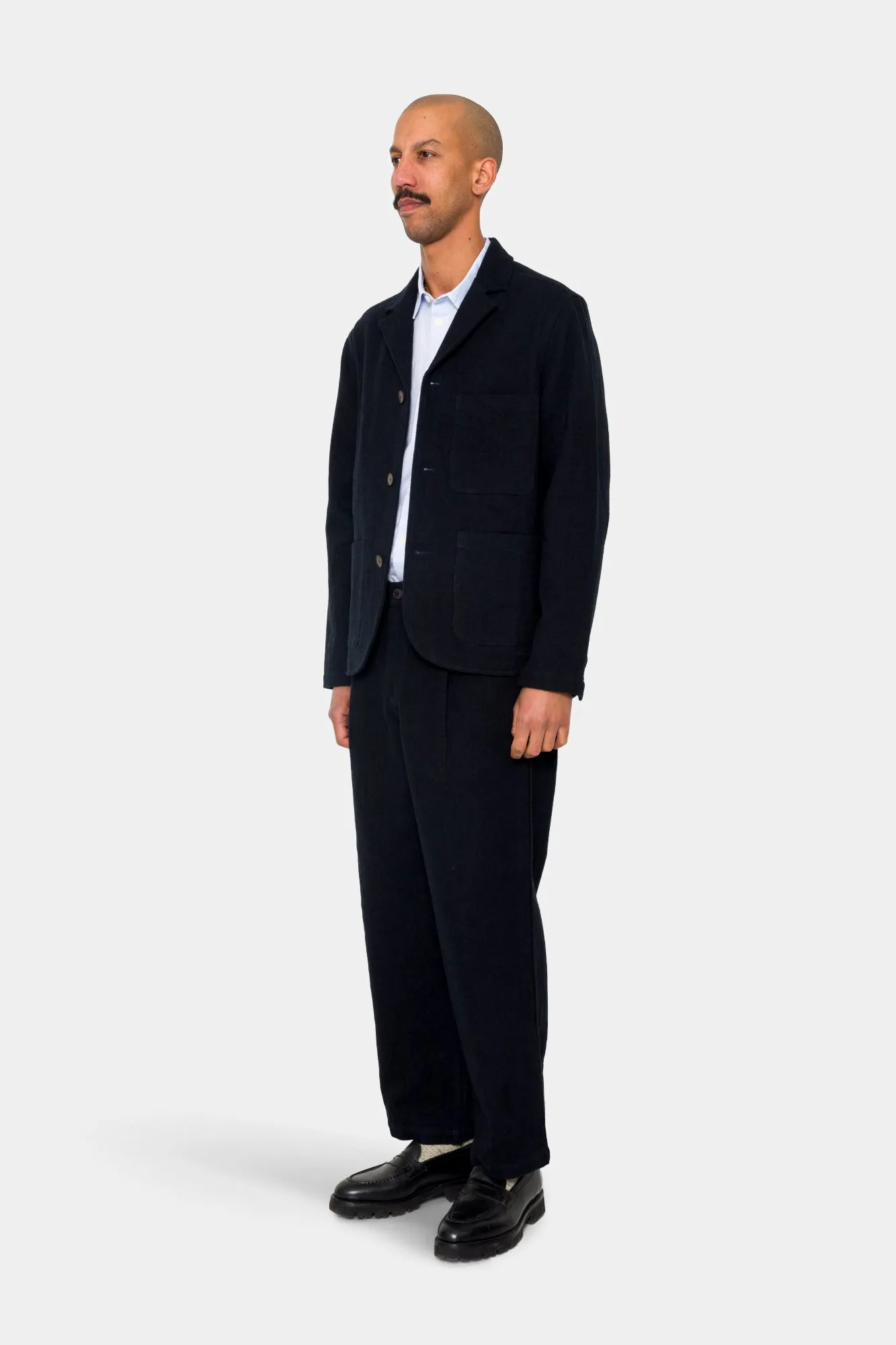 Wide Fit Blazer - Ash Navy Brushed Twill sold by Folk product image thumbnail 3