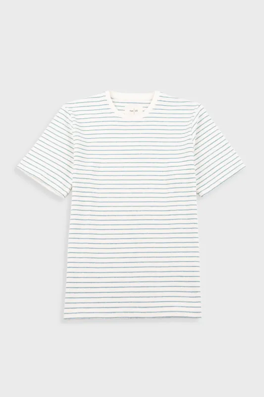 Short Sleeve Textured Stripe T-Shirt - Ecru / Misty Green sold by Folk
