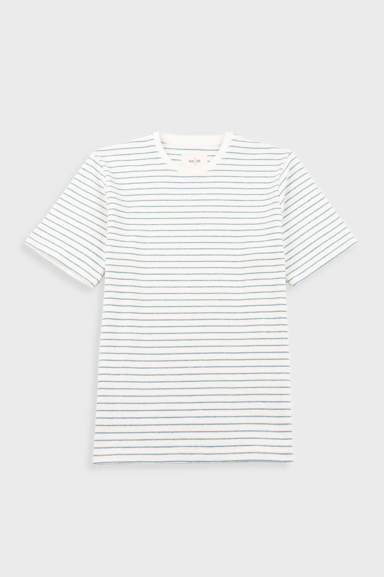 Short Sleeve Textured Stripe T-Shirt - Ecru / Misty Green sold by Folk