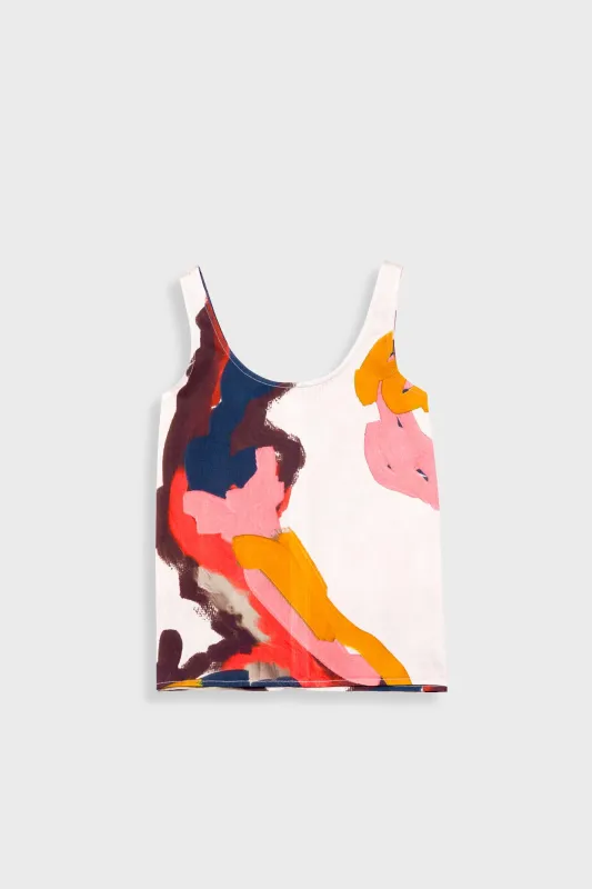 Scoop Back Vest - Impasto Print Satin made by Folk