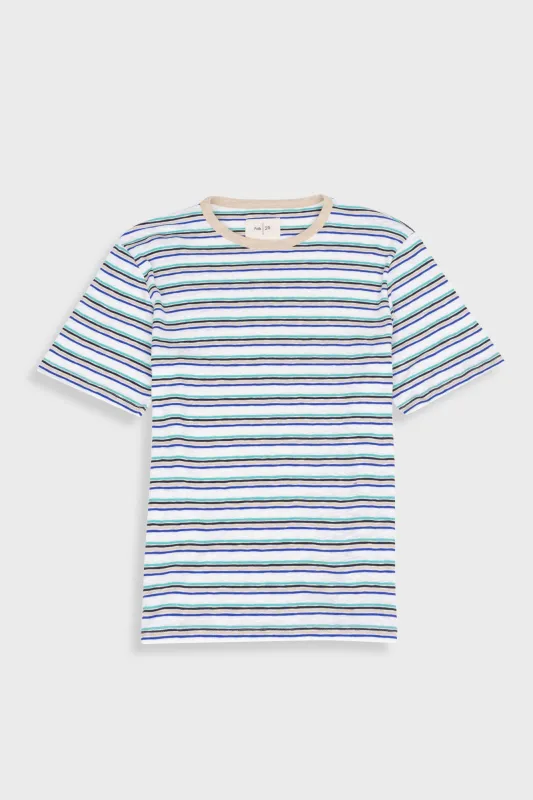 Short Sleeve Multistripe T-Shirt - Ecru Mix sold by Folk