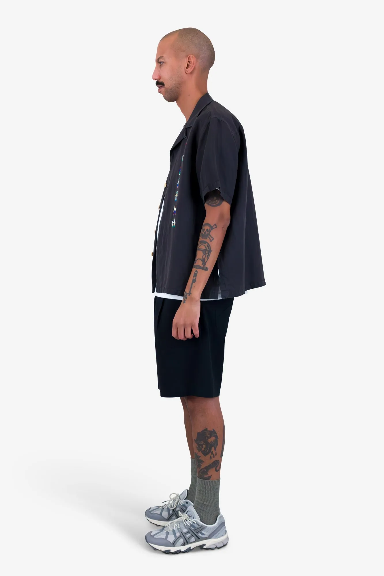 Relaxed Soft Collar Shirt - Soft Black Track Embroidery sold by Folk product image thumbnail 4