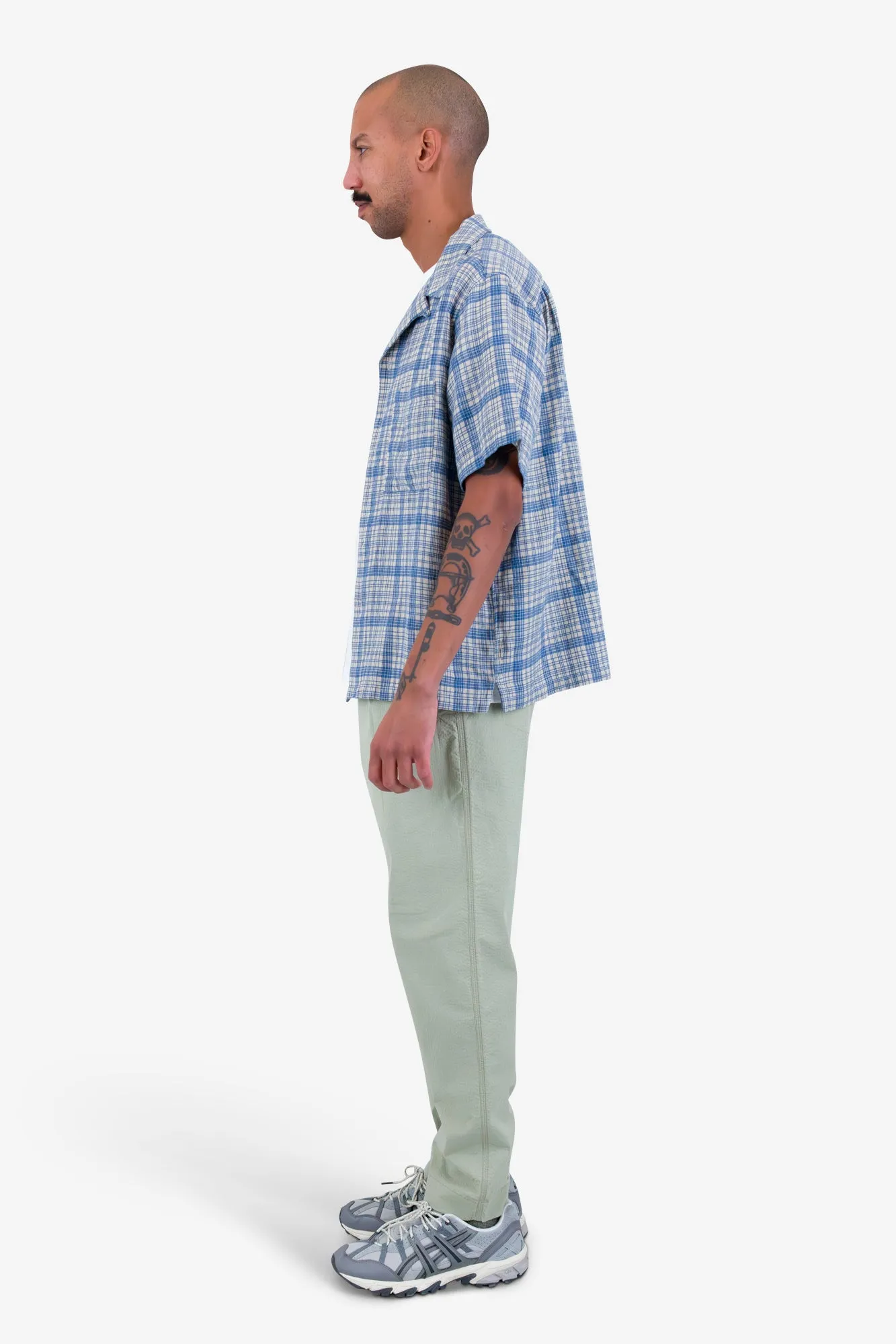Relaxed Soft Collar Shirt - Stone Blue Open Weave Check sold by Folk product image thumbnail 4