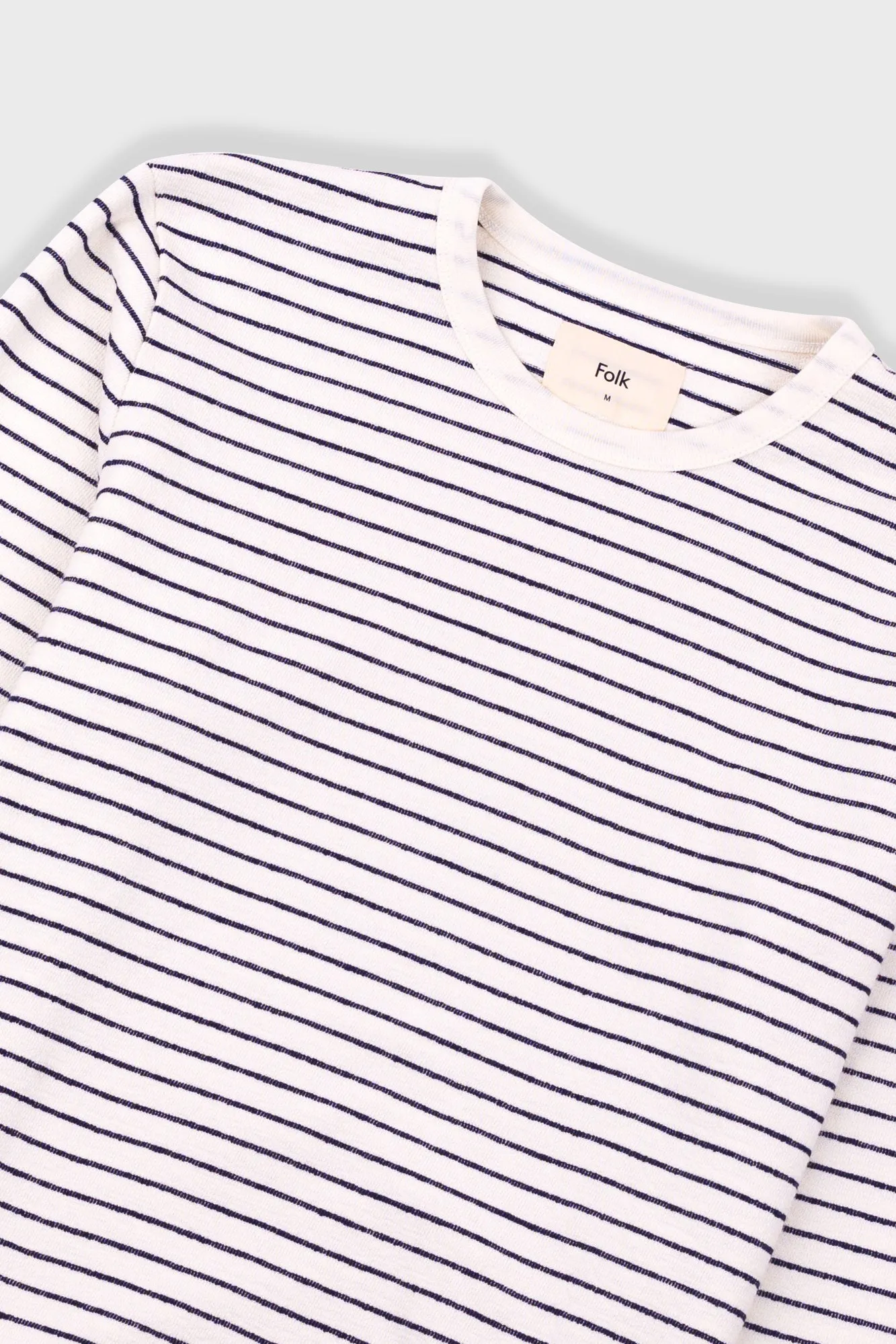 Long Sleeve Textured Striped T-Shirt - Ecru Navy sold by Folk product image thumbnail 5