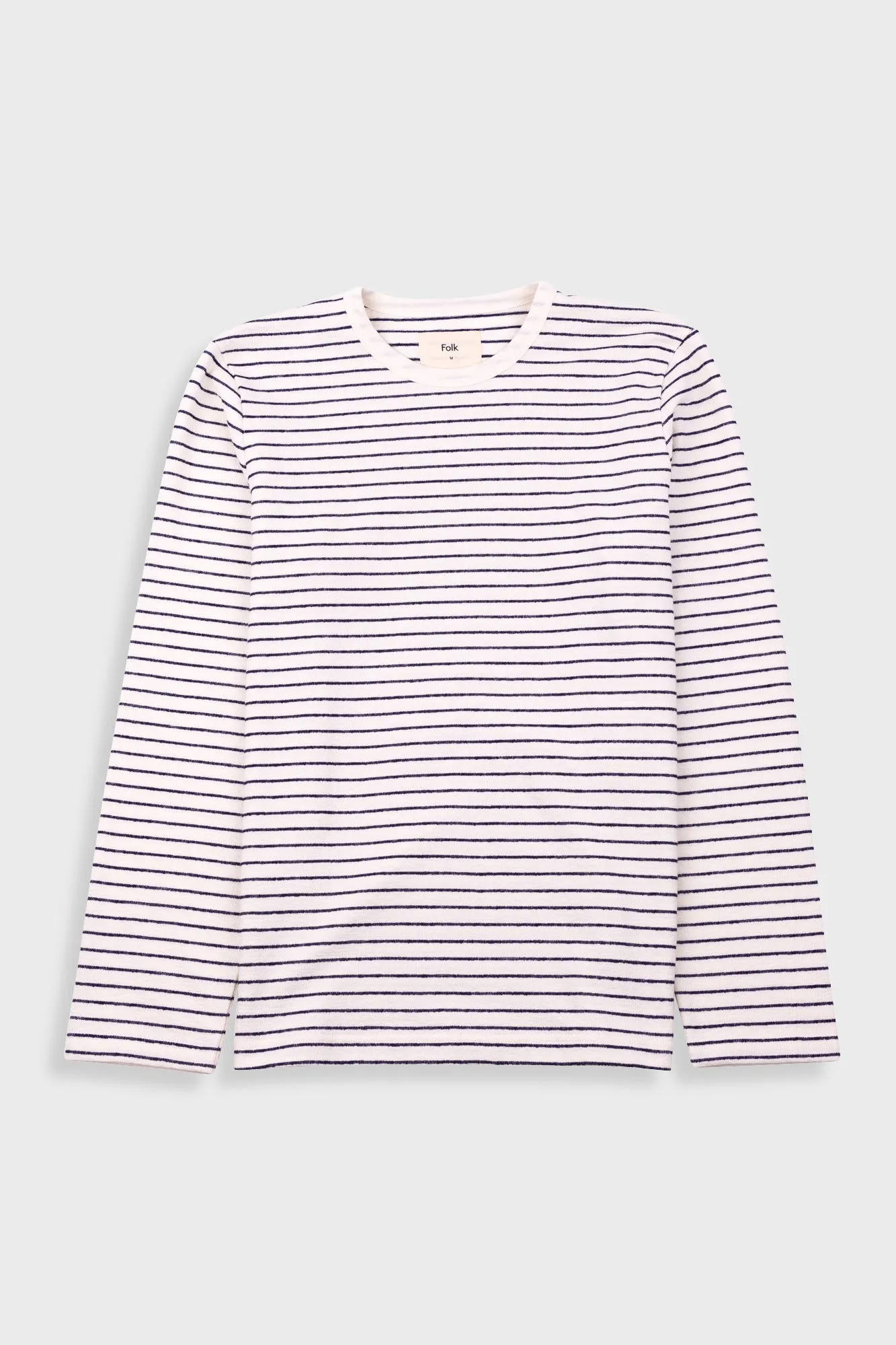 Long Sleeve Textured Striped T-Shirt - Ecru Navy sold by Folk