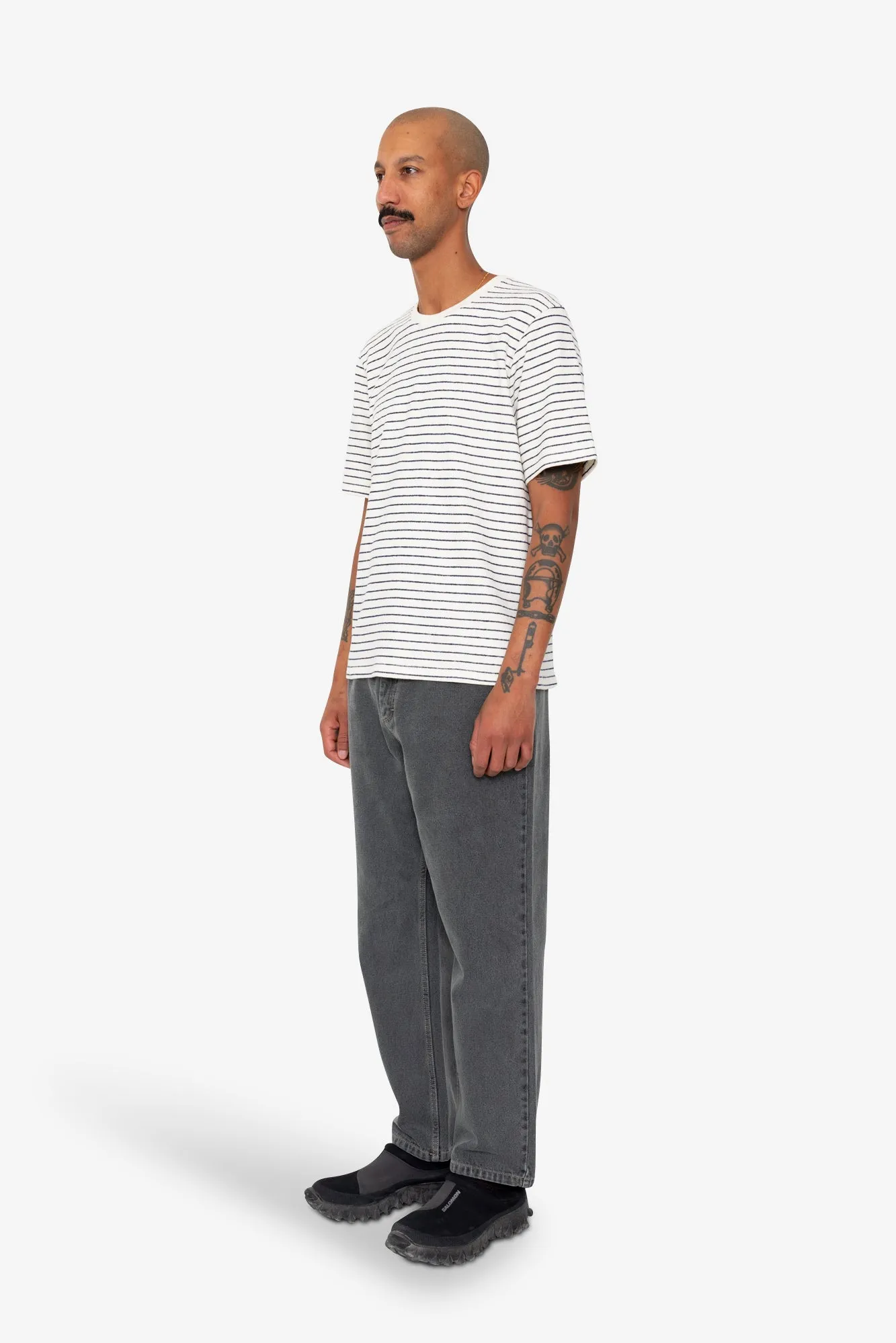 Short Sleeve Textured Striped T-Shirt - Ecru Navy sold by Folk product image thumbnail 3