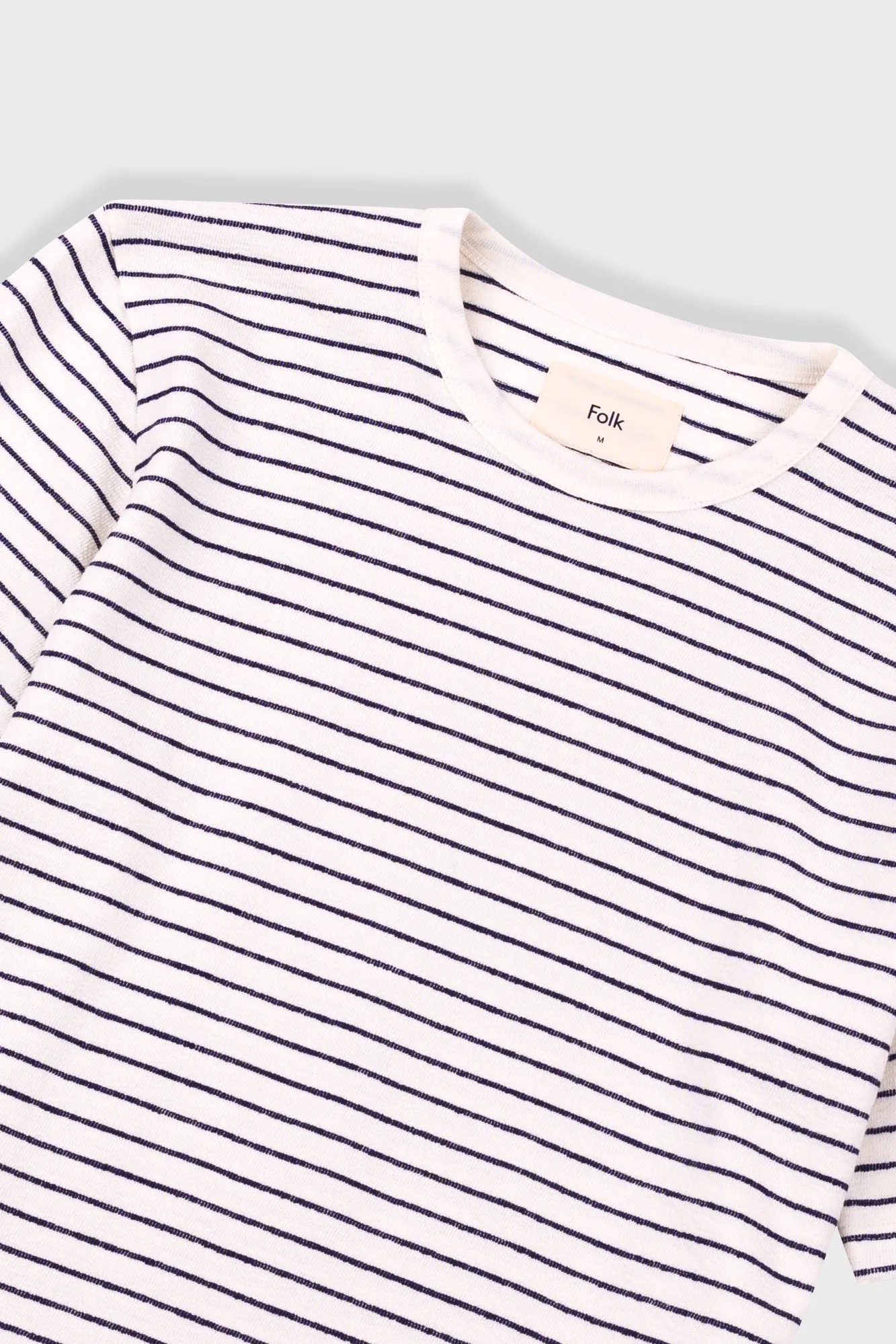 Short Sleeve Textured Striped T-Shirt - Ecru Navy sold by Folk product image thumbnail 5