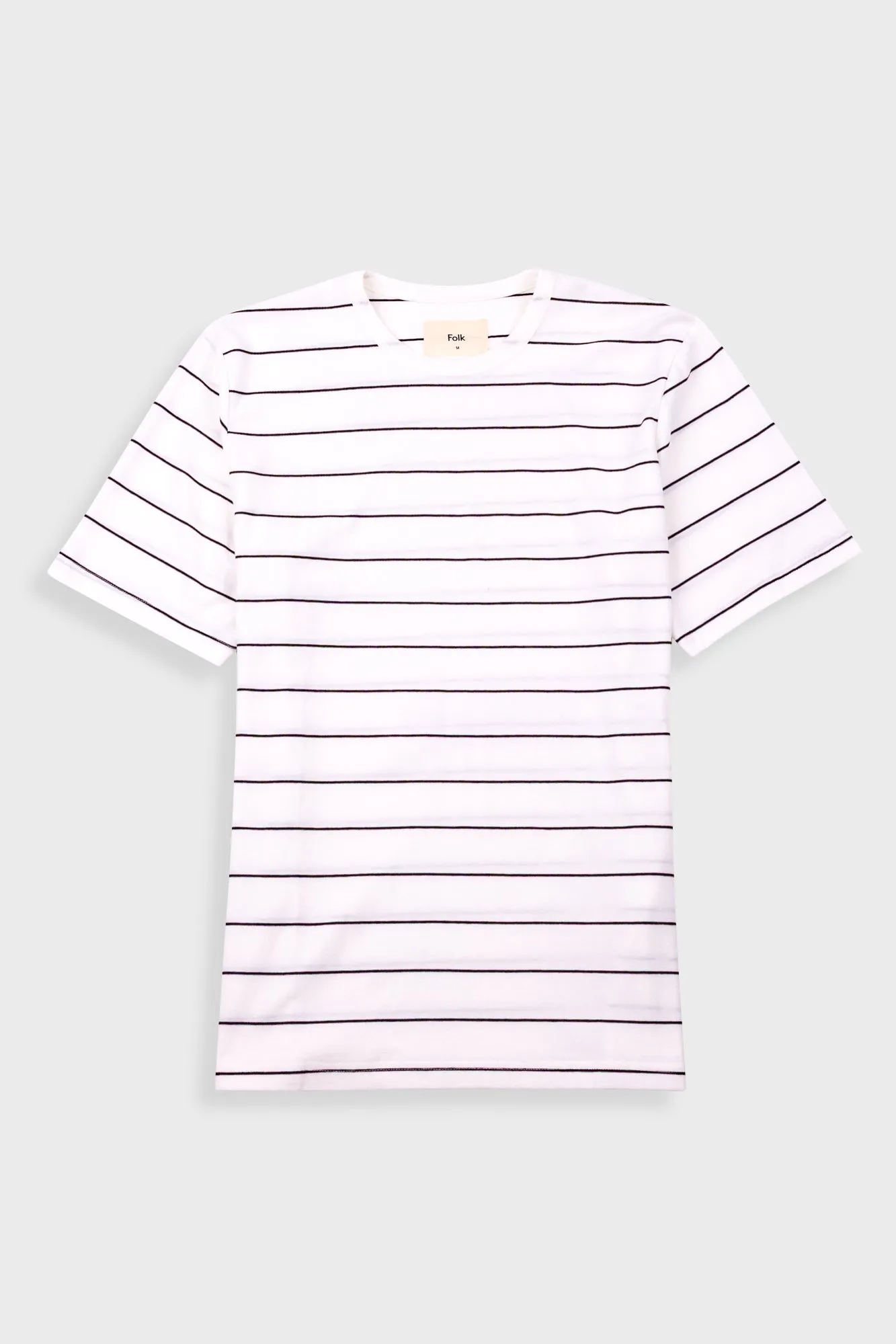 Microstripe T-Shirt - Ecru / Black Grape sold by Folk