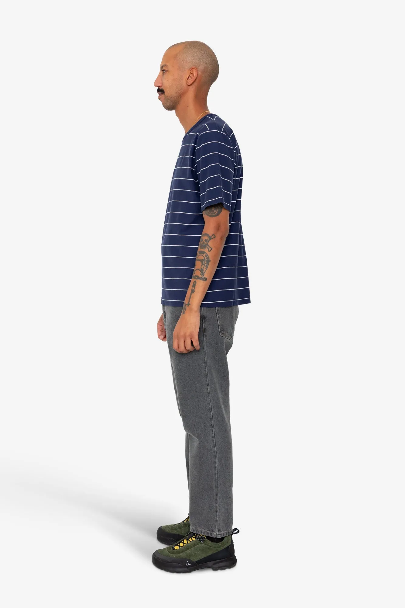 Microstripe T-Shirt - Navy / Ecru sold by Folk product image thumbnail 4