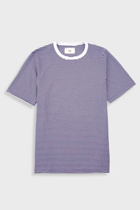 1x1 Striped T-Shirt - Bright Navy / Ecru sold by Folk