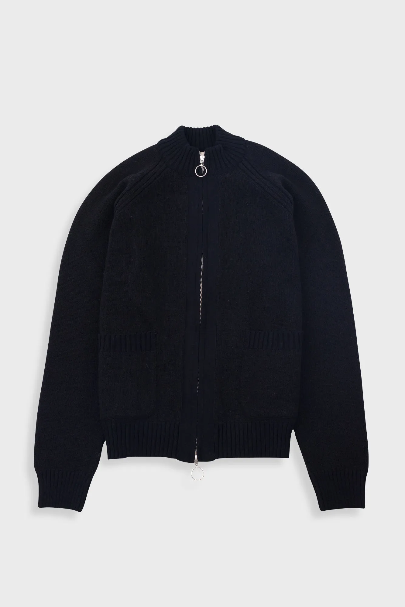 Knitted Zip Thru Bomber - Black sold by Folk