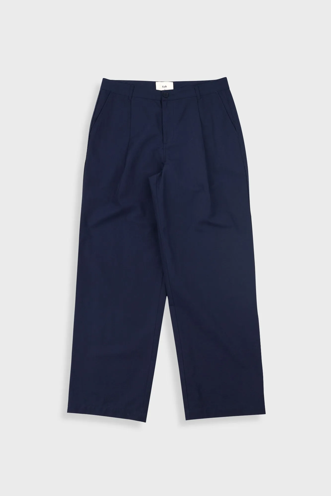 Wide Fit Trouser - Navy Tech Slub sold by Folk