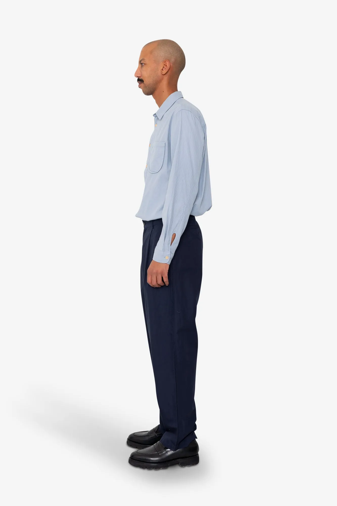 Wide Fit Trouser - Navy Tech Slub sold by Folk product image thumbnail 4