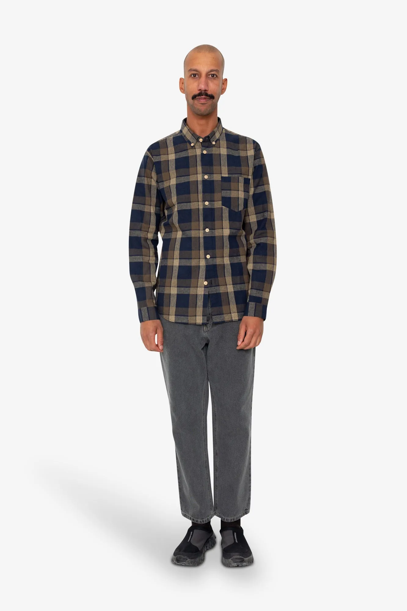 Relaxed Fit Shirt - Navy Olive Check sold by Folk product image thumbnail 2
