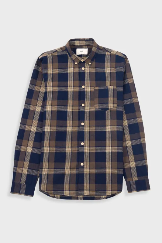Relaxed Fit Shirt - Navy Olive Check sold by Folk