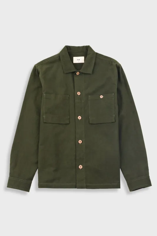 Patch Overshirt - Dark Olive Moleskin made by Folk