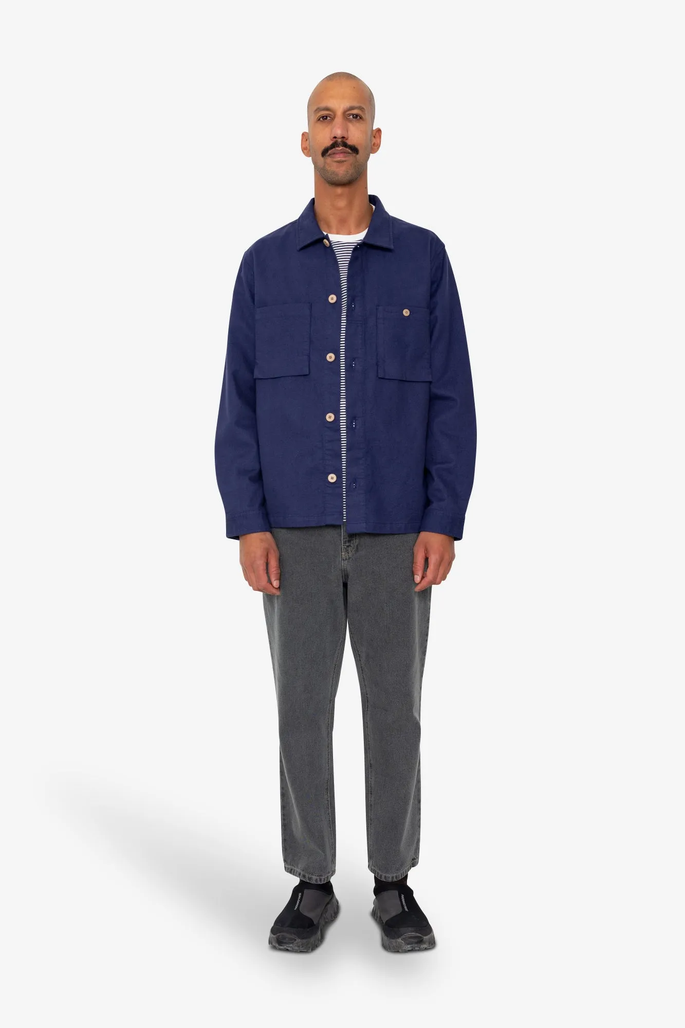 Patch Overshirt - Mid Blue Moleskin sold by Folk product image thumbnail 2