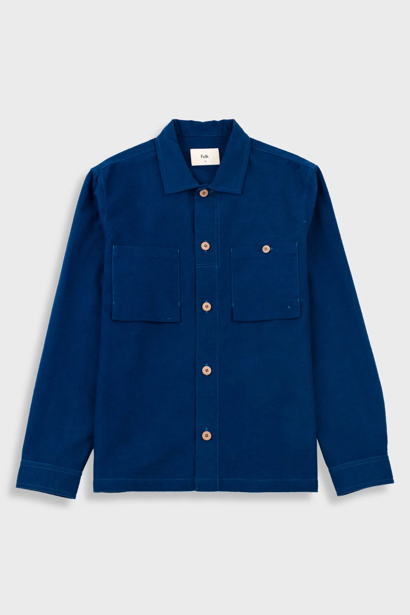 Patch Overshirt - Mid Blue Moleskin sold by Folk
