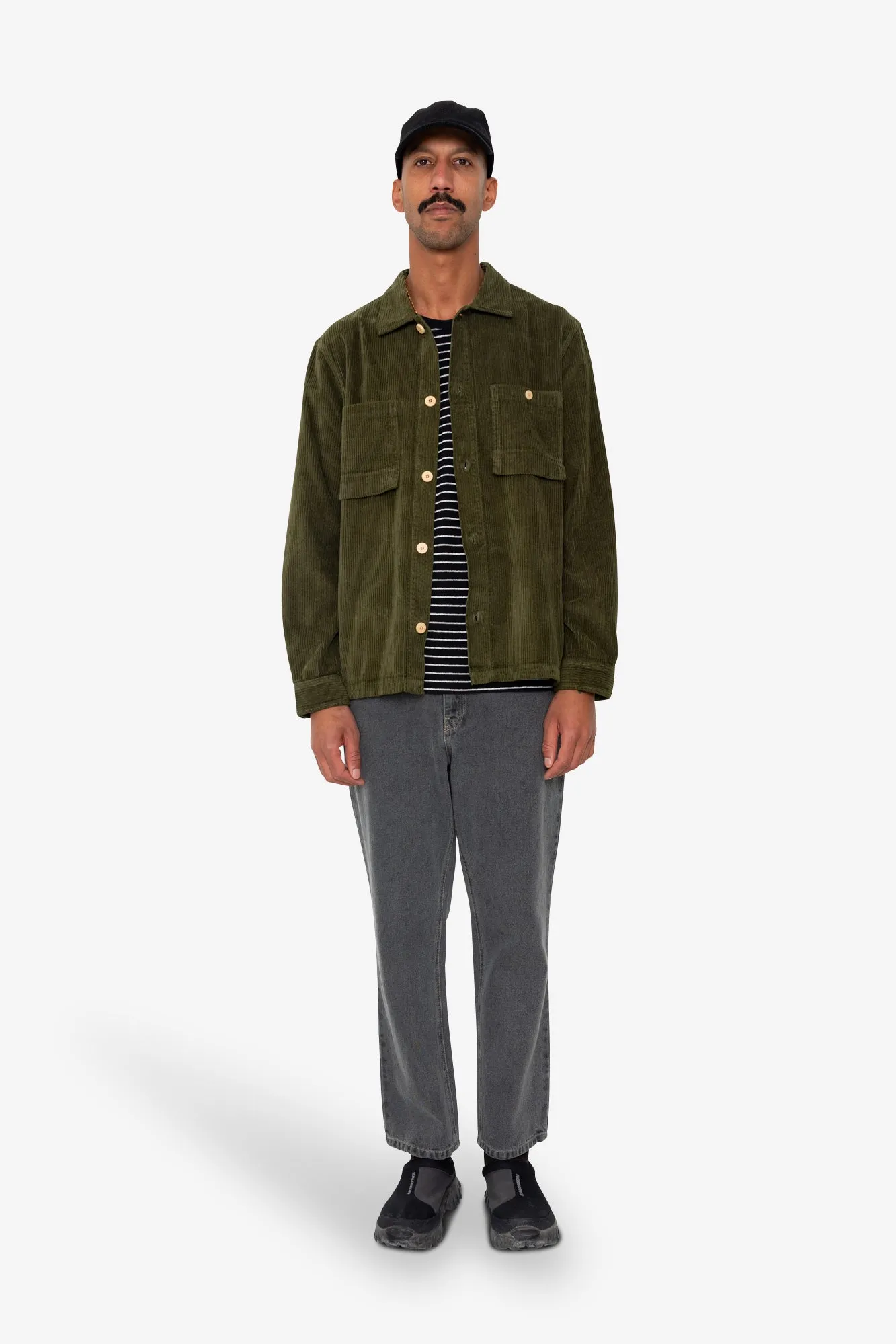 Patch Overshirt - Olive Chunky Cord sold by Folk
