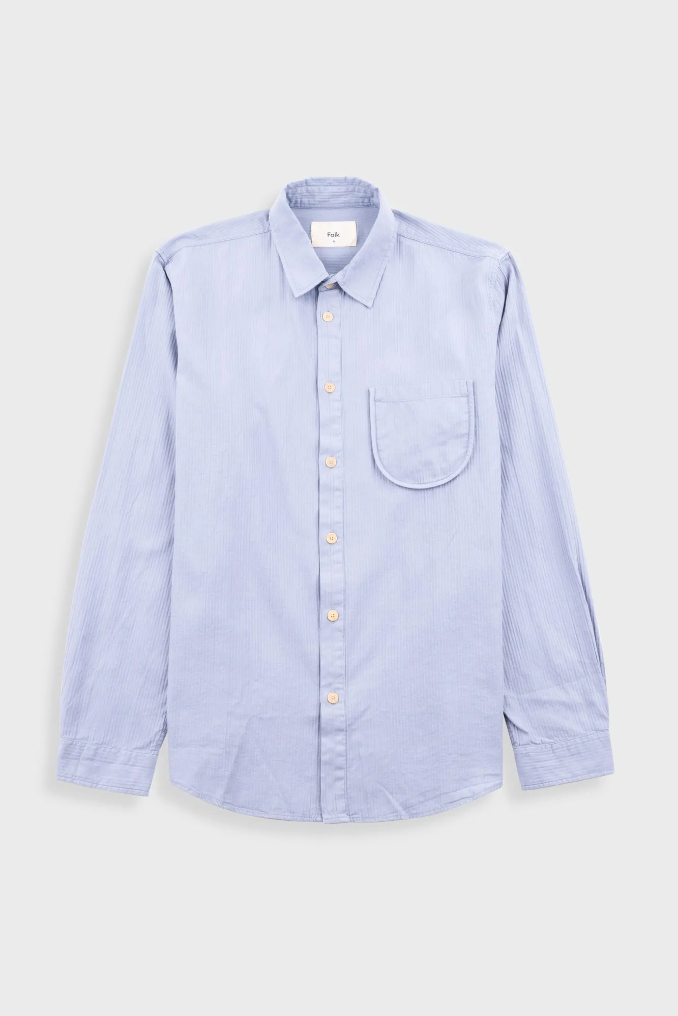 Herringbone Curve Shirt - Soft Blue sold by Folk