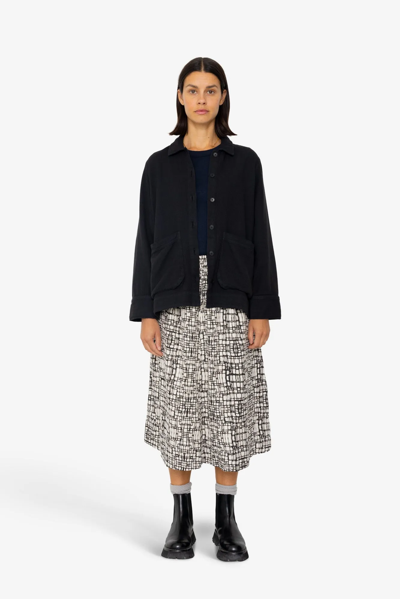 Pleated Shirt - Black Small Basketweave sold by Folk product image thumbnail 2