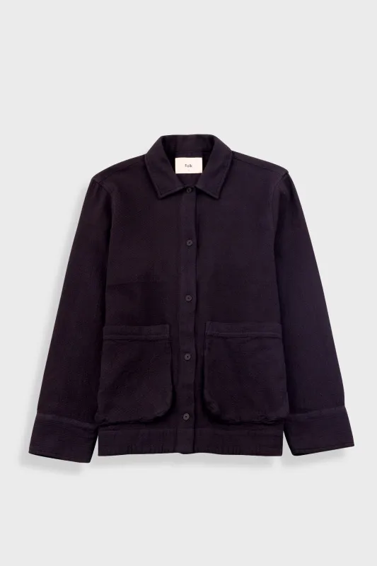 Pleated Shirt - Black Small Basketweave made by Folk