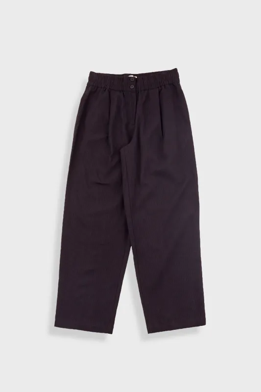 Drawcord Baggy Pants - Soft Black Brushed Stripe made by Folk
