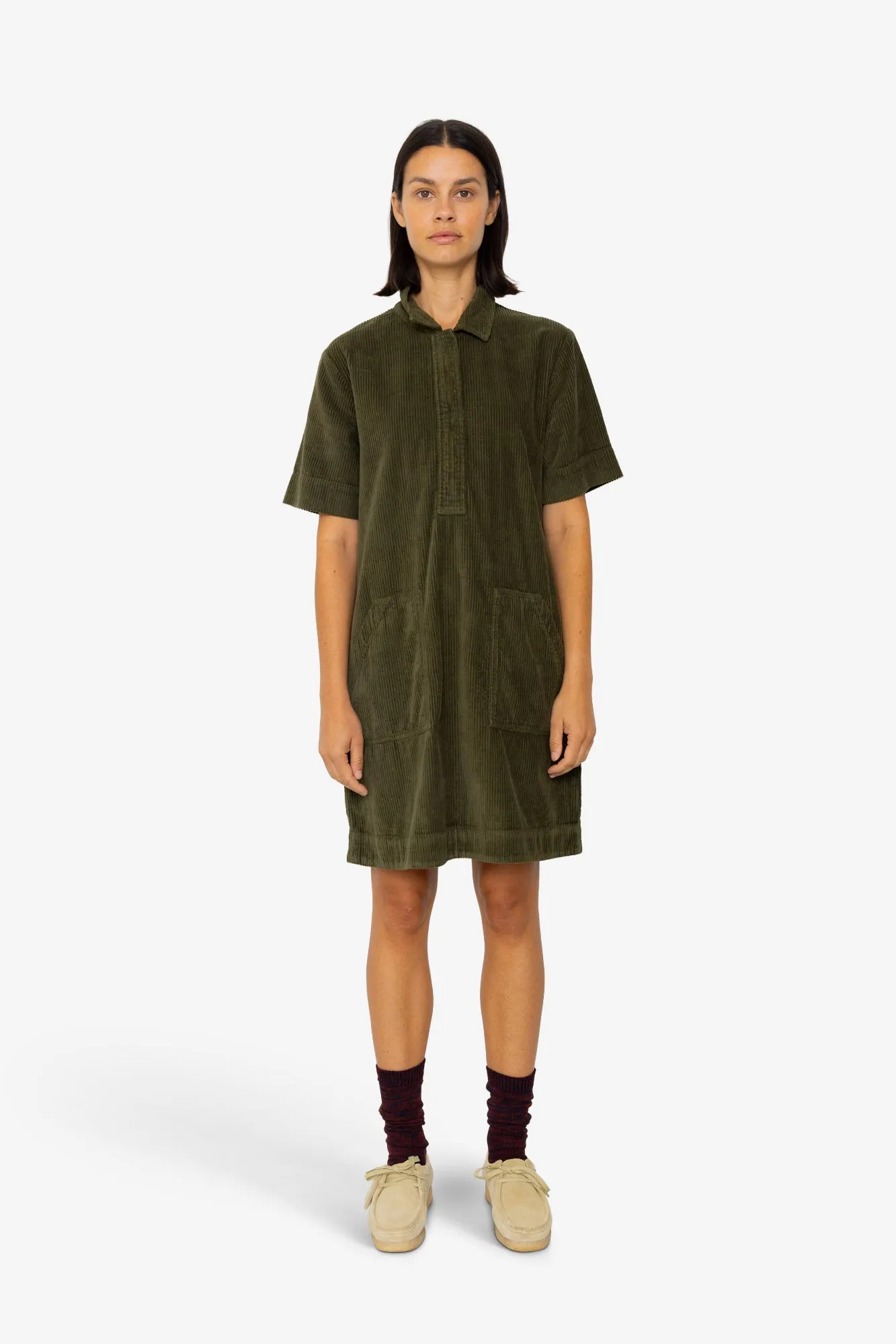 A-Line Zip Dress - Olive Cord sold by Folk product image thumbnail 2