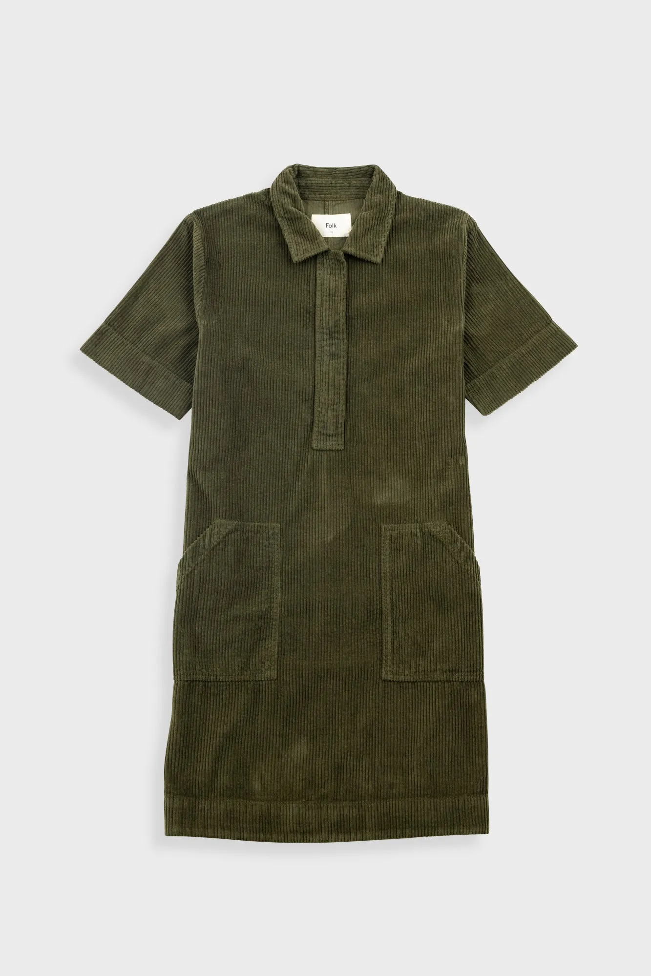 A-Line Zip Dress - Olive Cord sold by Folk