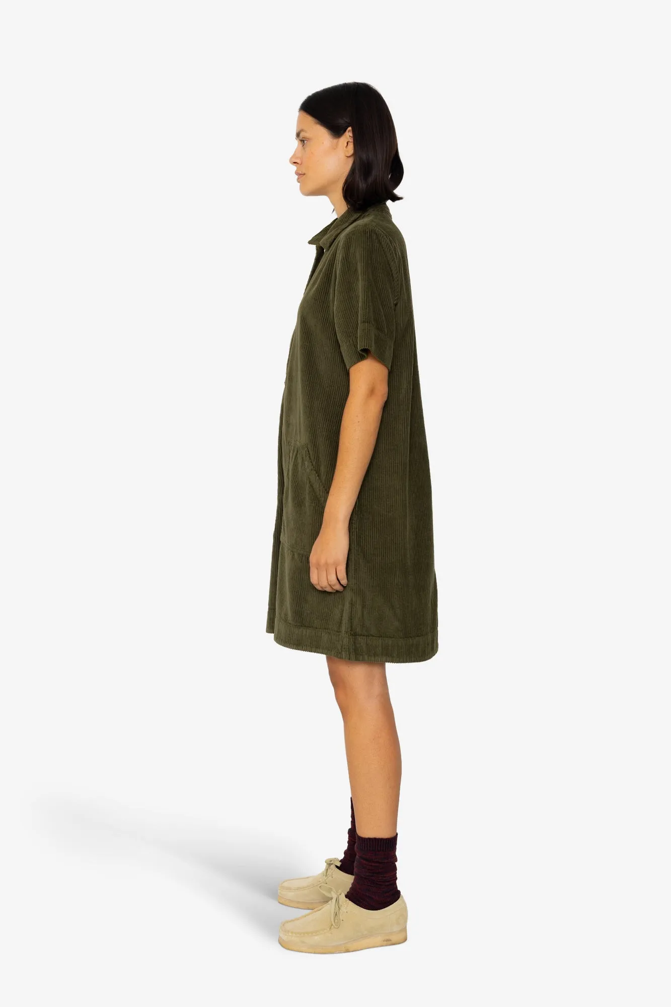 A-Line Zip Dress - Olive Cord sold by Folk product image thumbnail 4