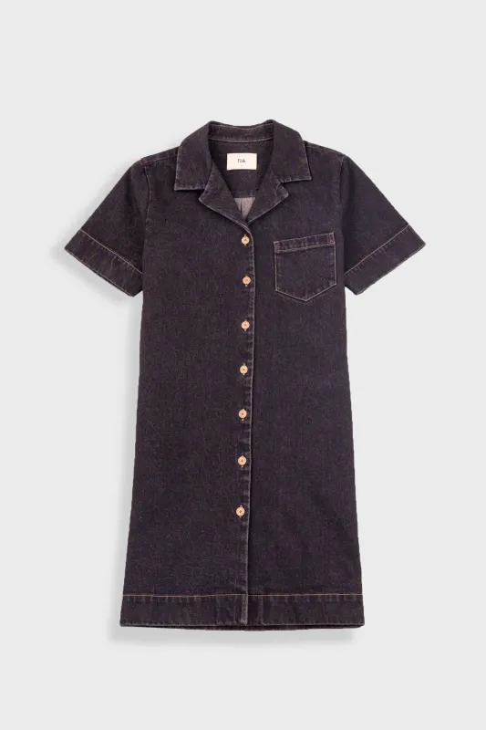 Shirt Dress - Washed Black Denim made by Folk