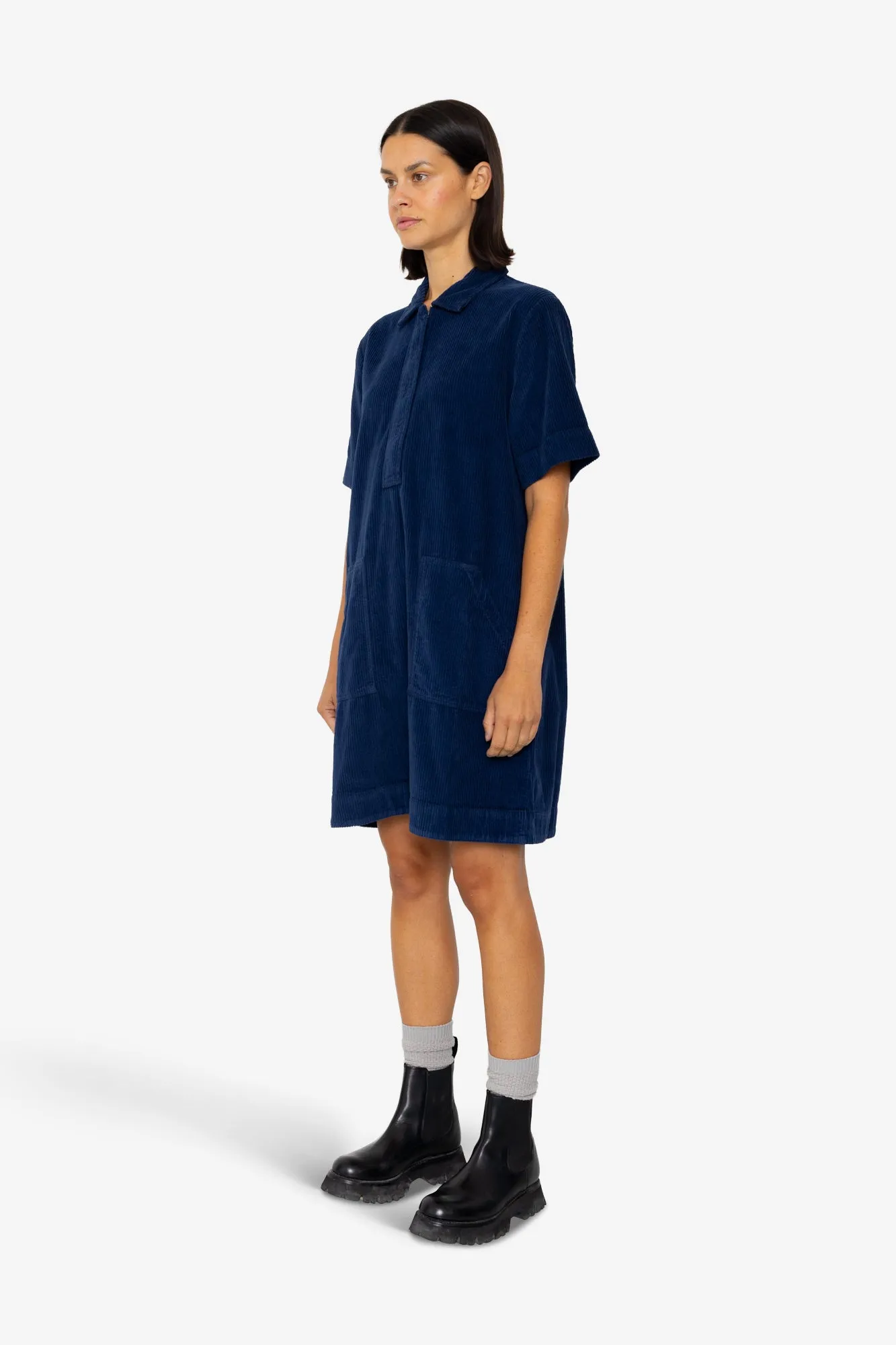 A-Line Zip Dress - Washed Ink sold by Folk product image thumbnail 3