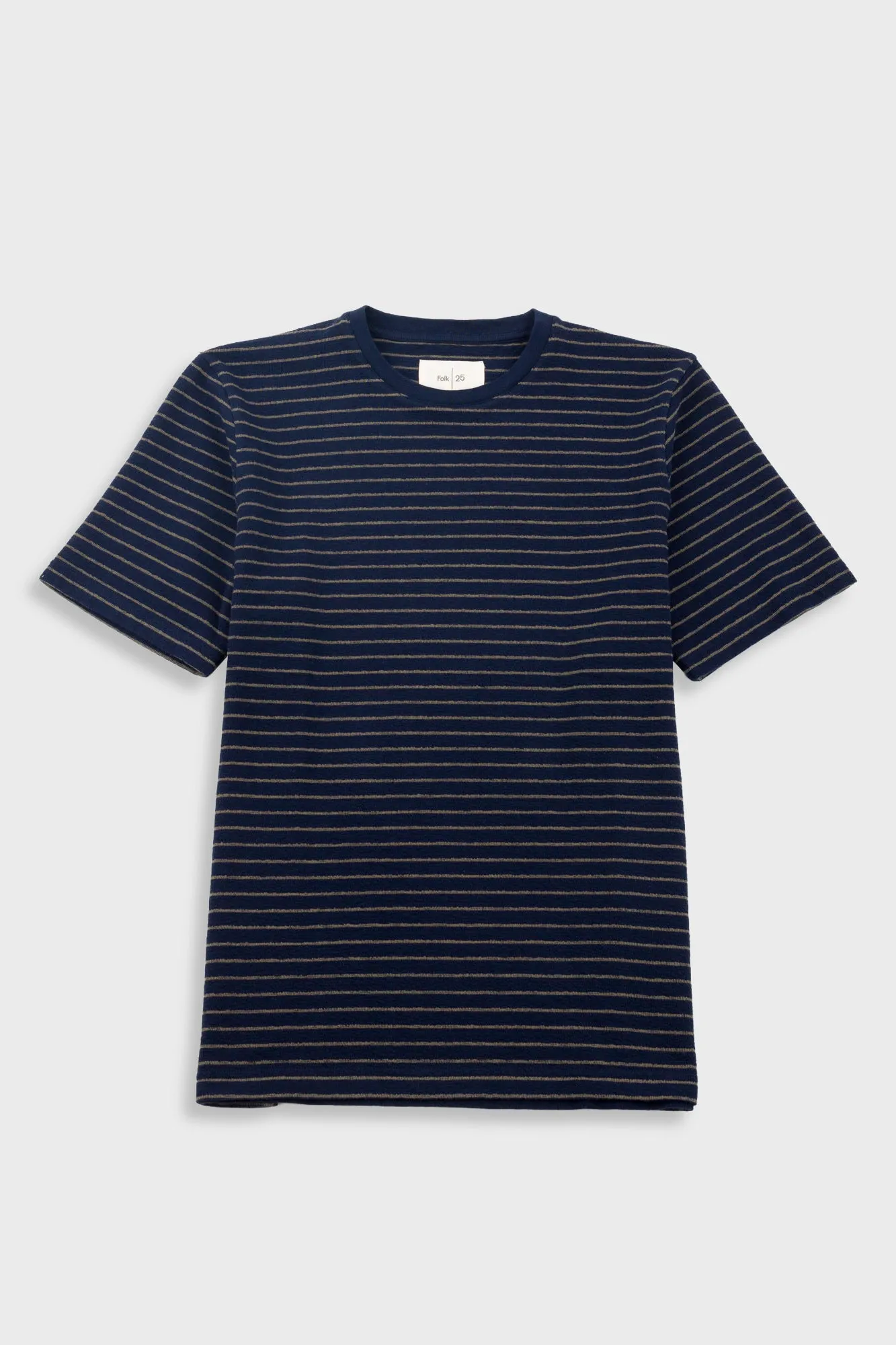 Short Sleeve Textured Stripe T-Shirt - Navy / Olive sold by Folk