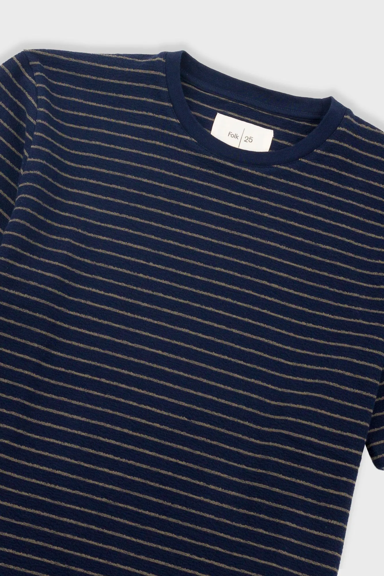 Short Sleeve Textured Stripe T-Shirt - Navy / Olive sold by Folk product image thumbnail 5