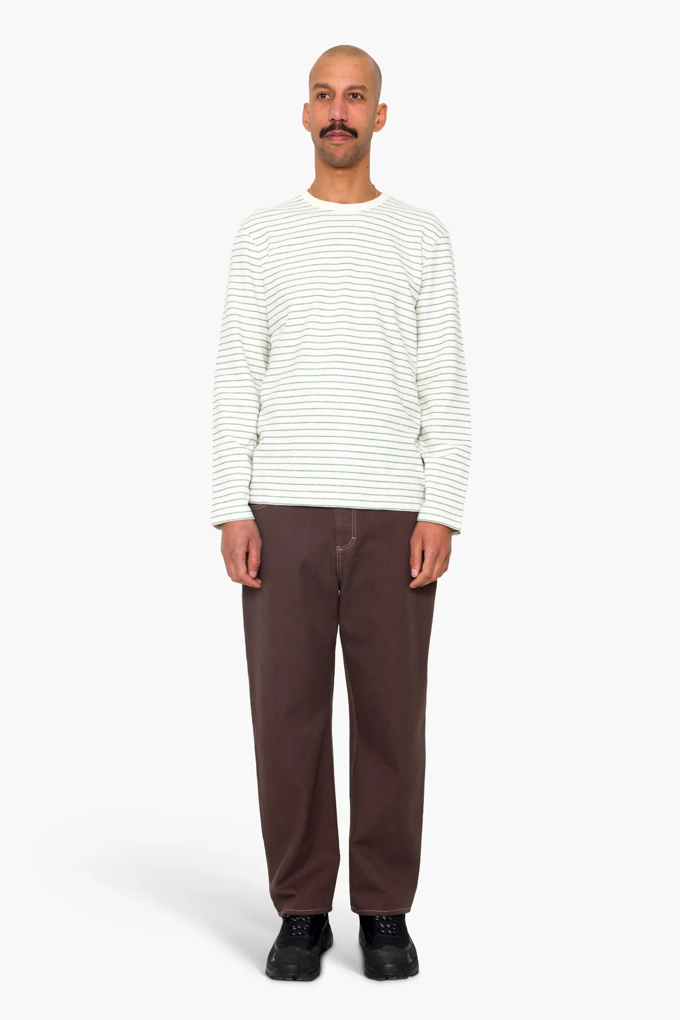 Long Sleeve Textured Stripe T-Shirt - Ecru / Misty Green sold by Folk product image thumbnail 2