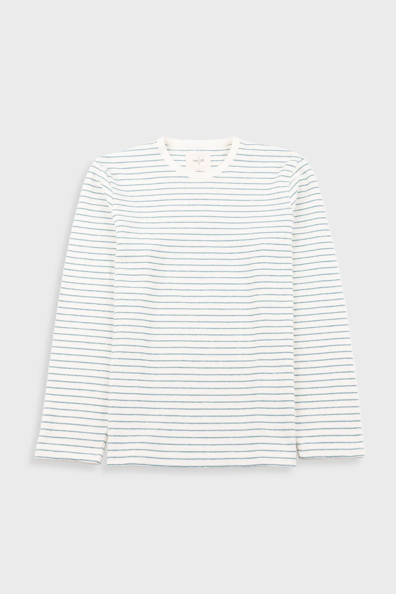 Long Sleeve Textured Stripe T-Shirt - Ecru / Misty Green sold by Folk