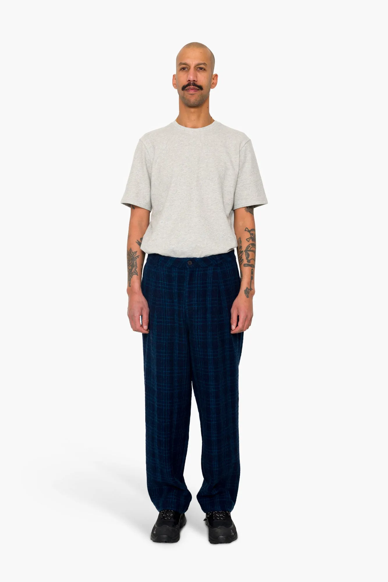 Wide Fit Trouser - Indigo Wool Check sold by Folk product image thumbnail 2