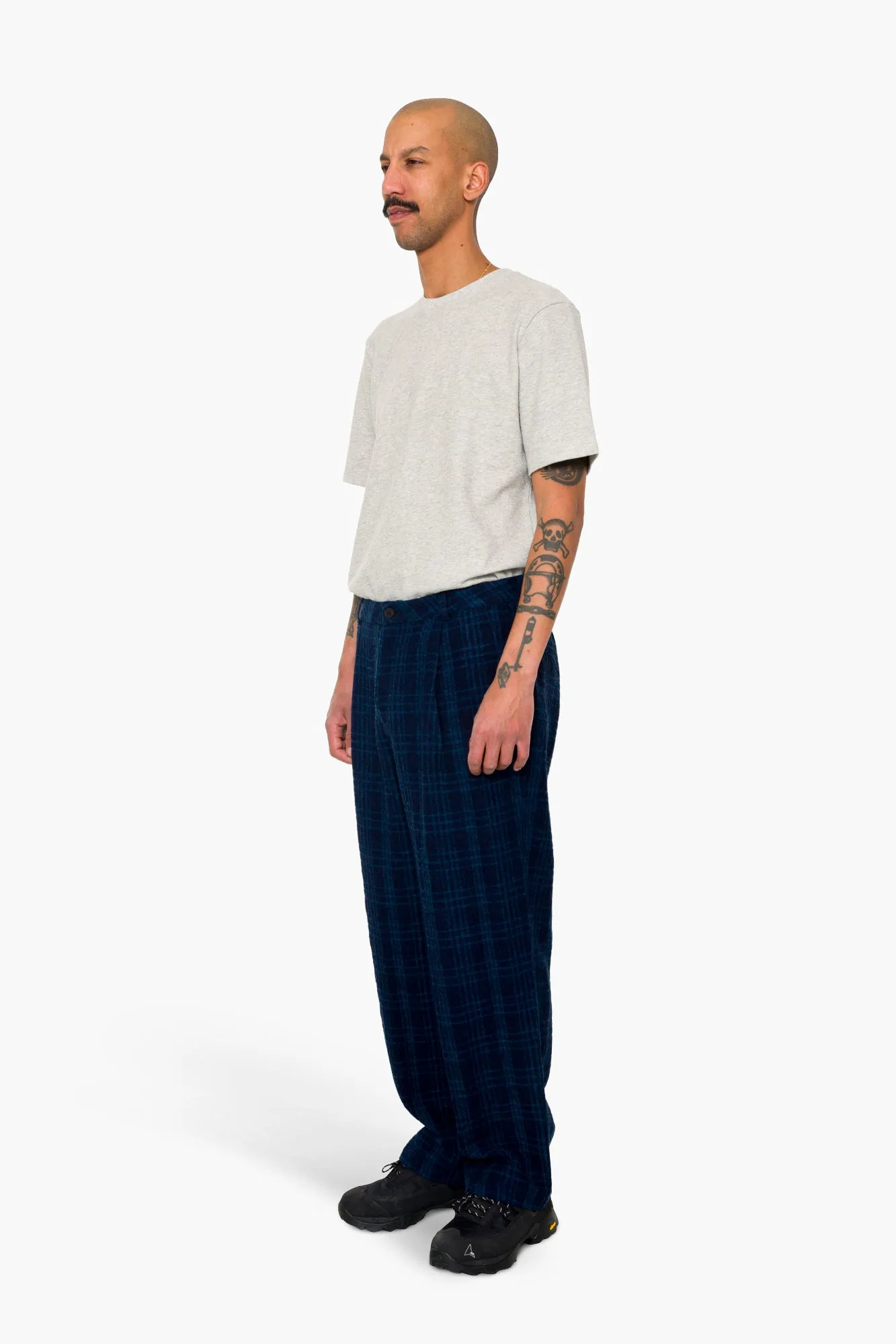 Wide Fit Trouser - Indigo Wool Check sold by Folk product image thumbnail 3