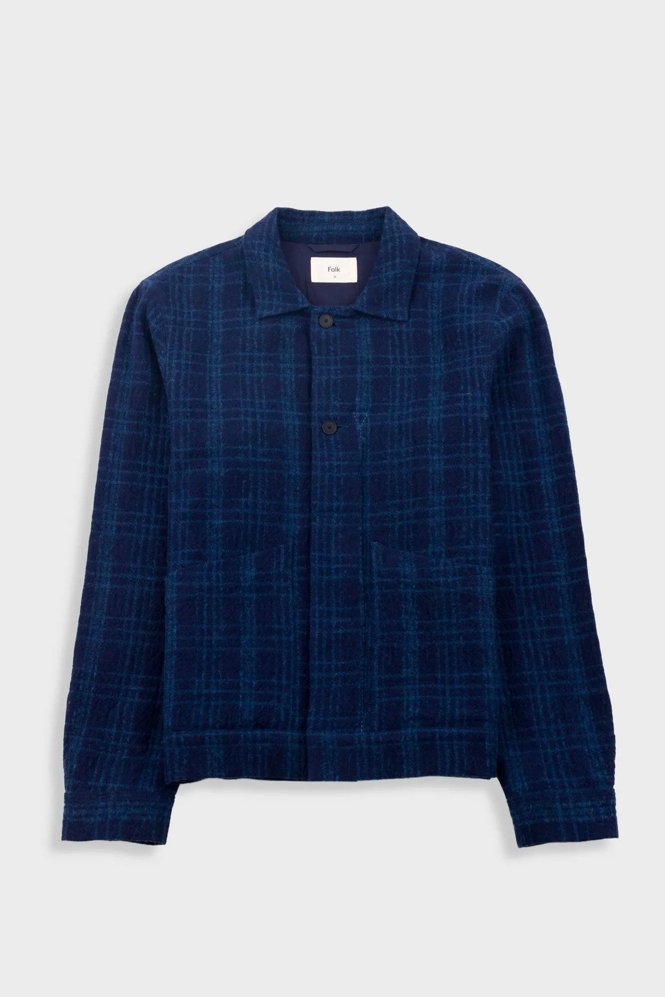 Chain Jacket - Indigo Textured Check sold by Folk