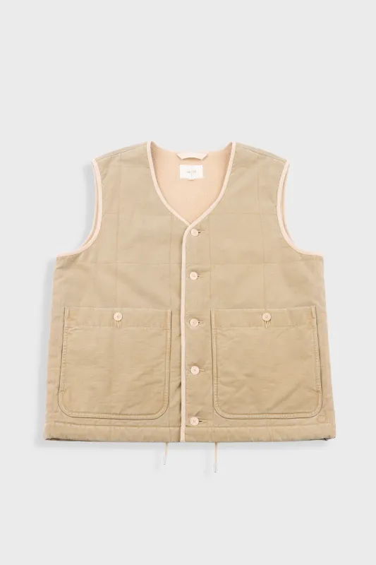 Quilted Gilet - Fossil Slub sold by Folk