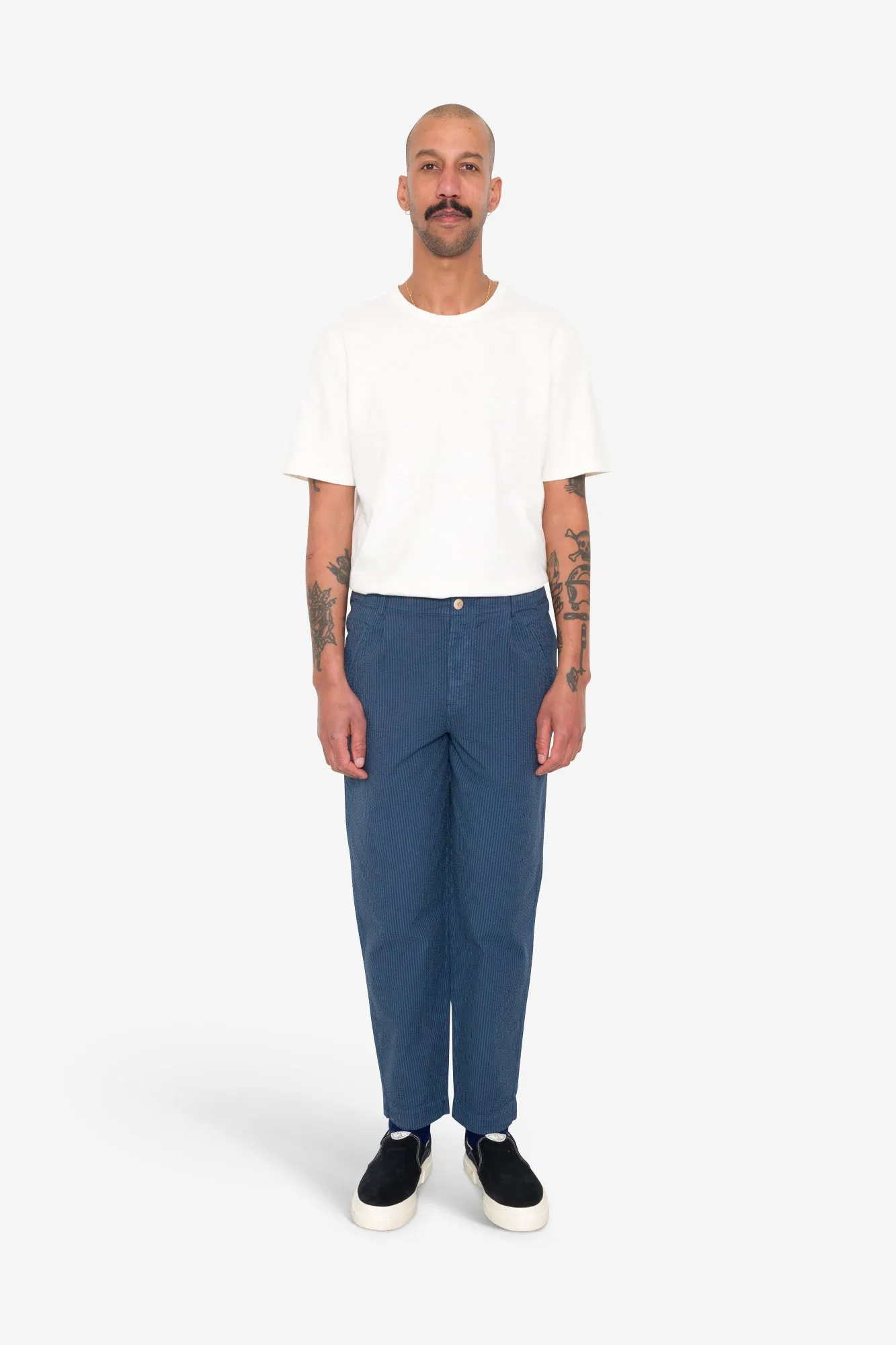 Assembly Pant - Soft Indigo Overdyed Stripe sold by Folk product image thumbnail 2