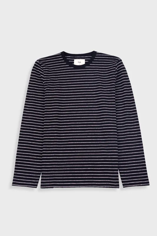 Long Sleeve Textured Striped T-Shirt - Black Ecru made by Folk