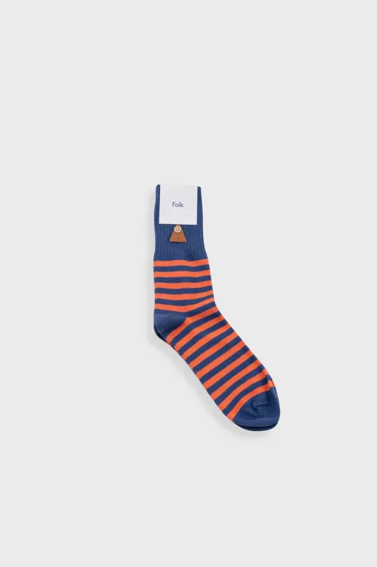 Striped Sock - Orange Blue Stripe made by Folk
