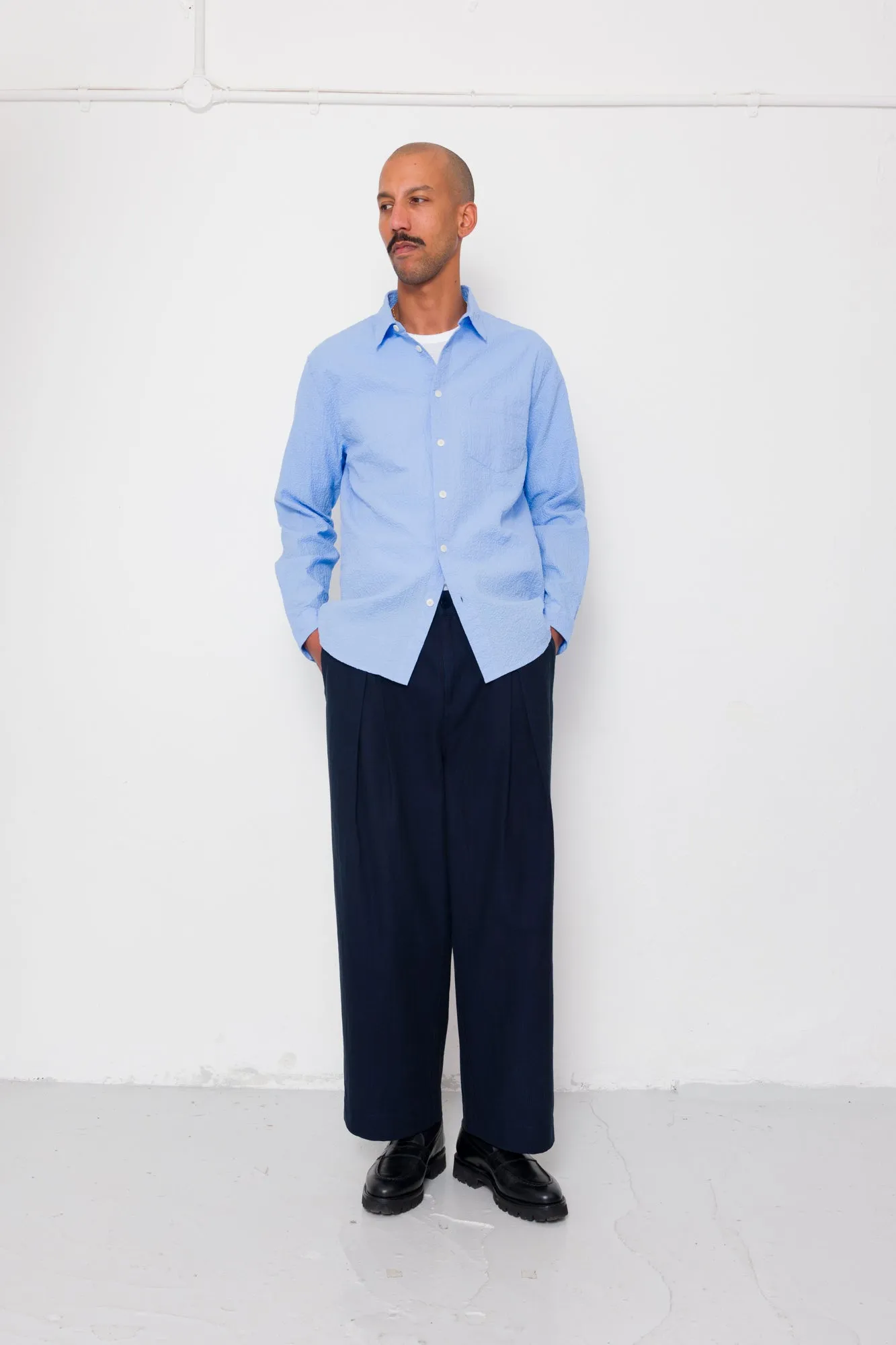 Relaxed Fit Shirt - Blue Bubble Seersucker sold by Folk product image thumbnail 2