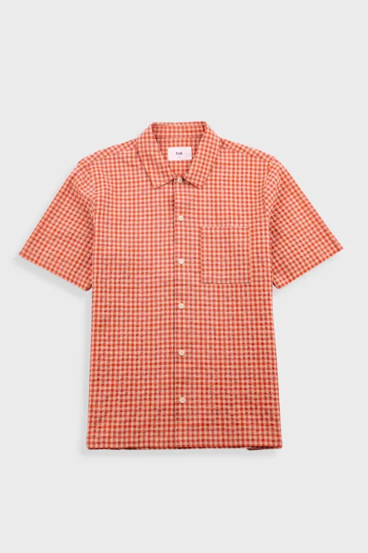 Gabe Shirt - Red Oxide Textured Check sold by Folk