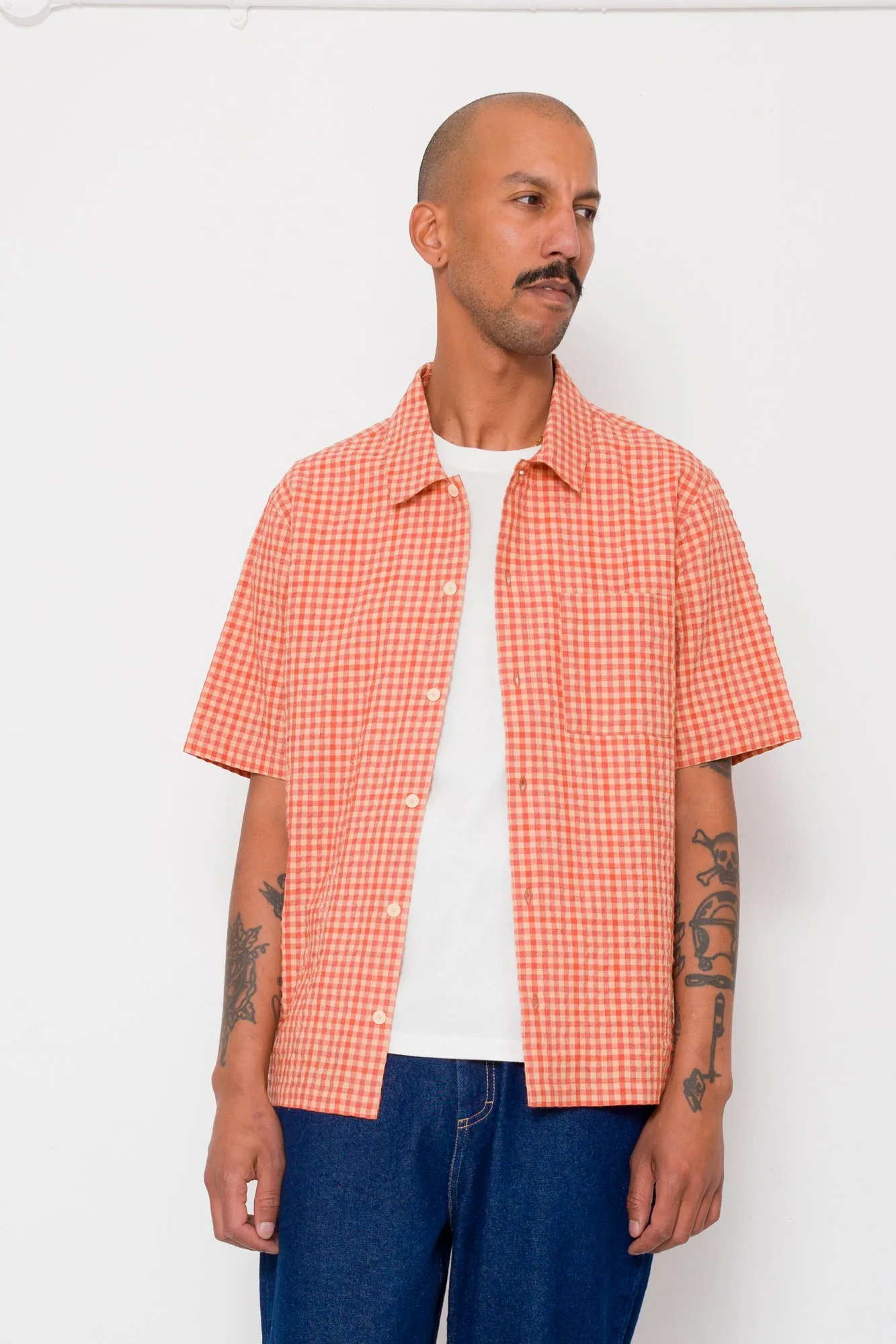 Gabe Shirt - Red Oxide Textured Check sold by Folk product image thumbnail 2
